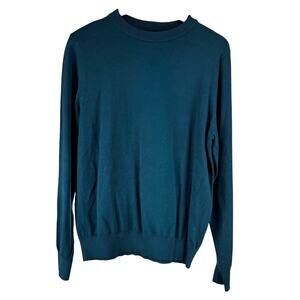Jeff NWT Men's Emerald Blue Long Sleeve Sweater Size Large Crew Neck Ribbed Trim